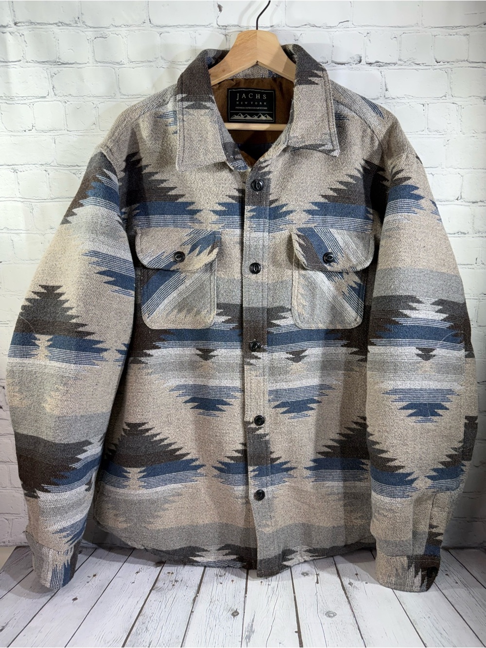 Jachs New York Men’s Adult Size XL Button Up Geometric Design Jacket Pockets